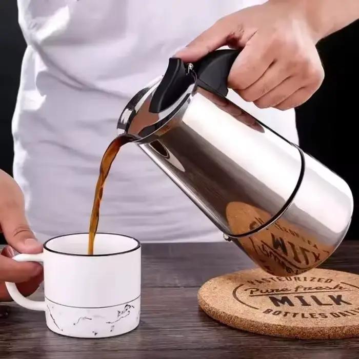 Cafetiere Moka Italienne Acier Inoxydable Tasses 2 4 6 9 12 Compatible Induction Gaz Electrique Cuisine Bureau Occasions Spéciales