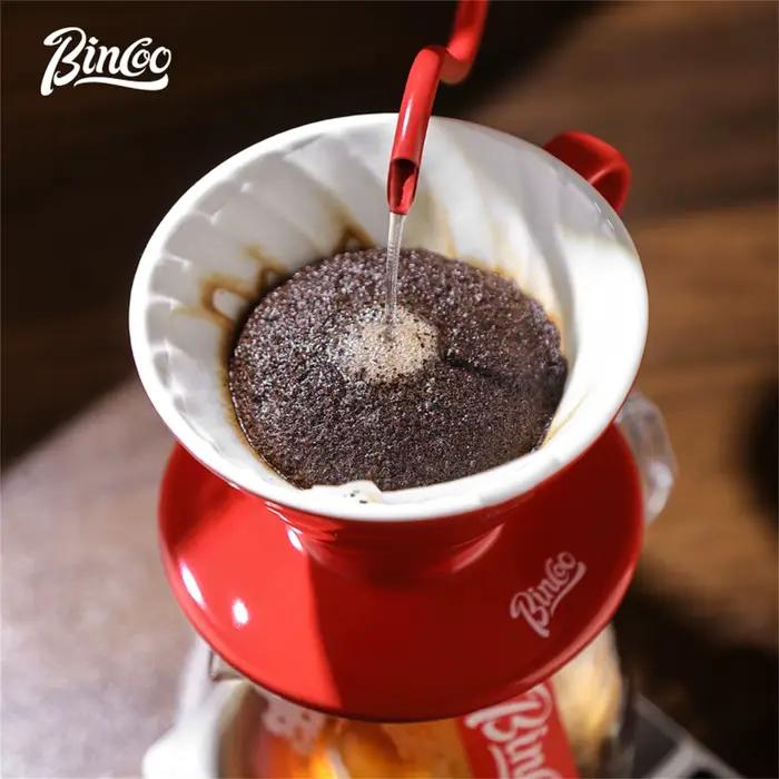 Ensemble de café goutteur Bin Coo en verre et céramique gris clair pour moments de partage et infusion optimale