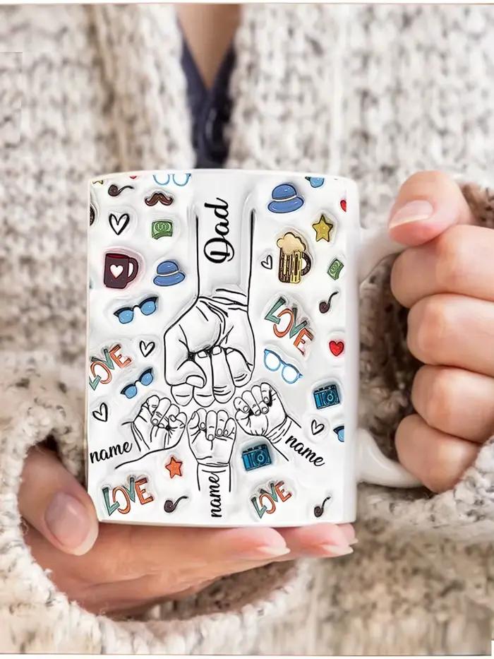 Tasse personnalisée avec nom de papa et d'enfants