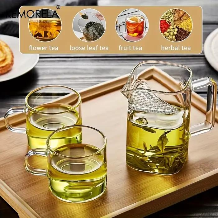 Tasse à thé en verre borosilicate KEMORELA avec infuseur intégré pour thé en feuilles ou sachets à utiliser chez soi ou lors de fêtes de fin d'année