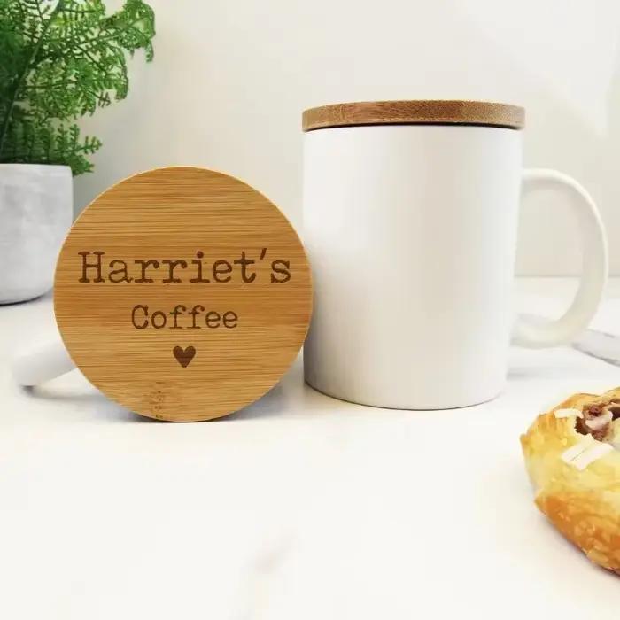 Tasse à café en bambou avec logo personnalisé gratuit