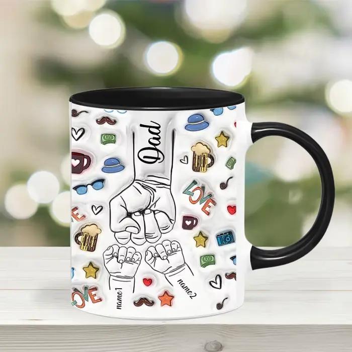 Tasse personnalisée avec nom de papa et d'enfants