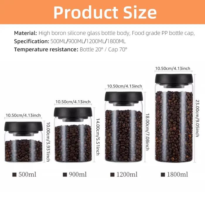 Pot scellé sous vide en verre pour café, thé, épices et denrées sèches occasions de cuisine et cadeaux élégants