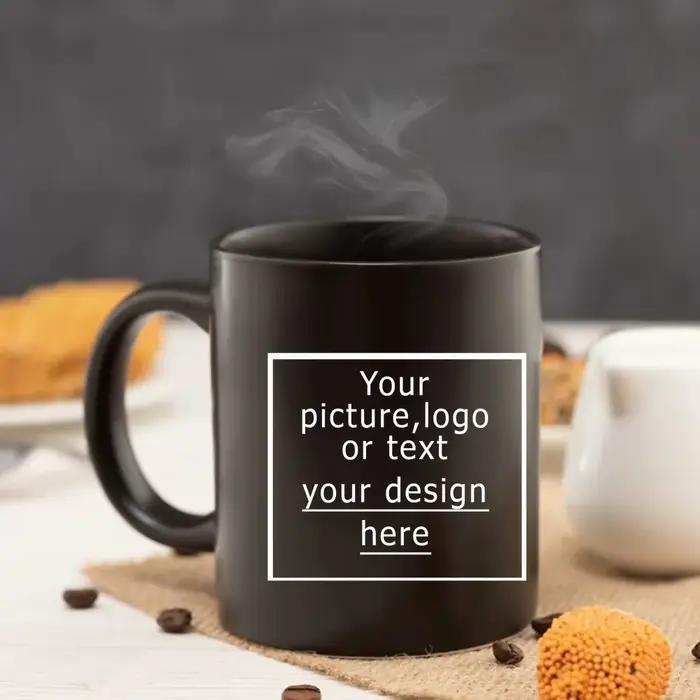Tasse à café en céramique noire avec logo d'entreprise