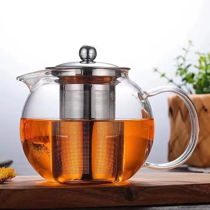 Théière en verre borosilicate avec infuseur amovible pour préparation de thé en vrac et autres infusions à offrir pour occasions spéciales