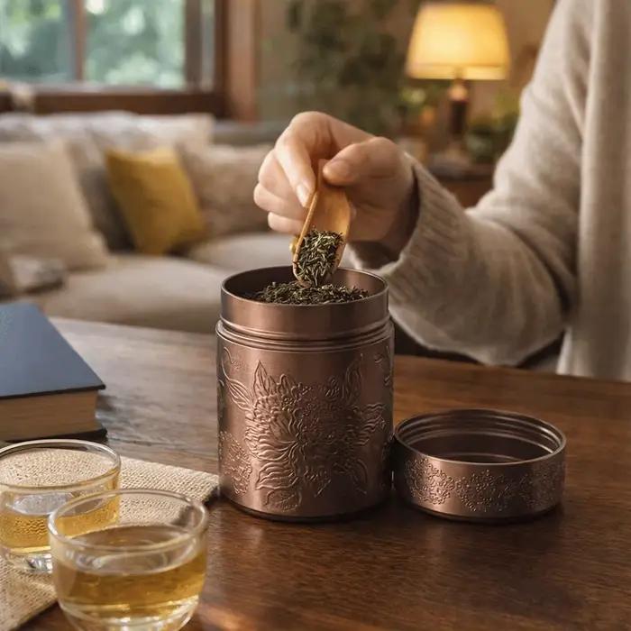 Boîte à thé portable mini épaissie en aluminium