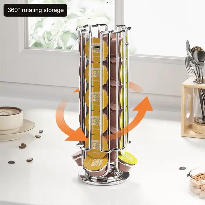 2025 Dolce Gusto Pod Holder Stand Rack Display 360 ° capsules de café rotatives plaquées supports métalliques noirs