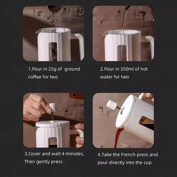 Cafetiere francoise en verre resistant a la chaleur et acier inoxydable haute densite grande capacite pour preparation de cafe maison occasions speciales