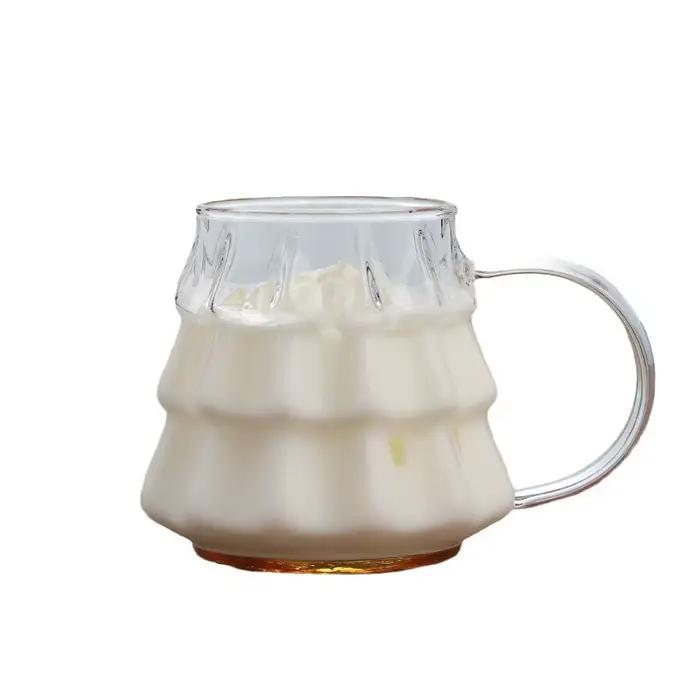 Tasse à café en verre Arbre de Noël avec paille et couvercle