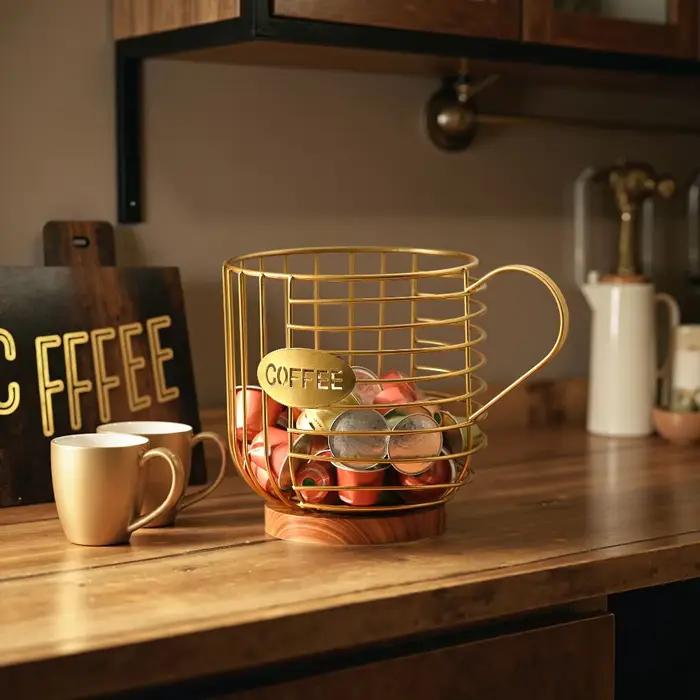 Support de rangement rotatif en métal pour dosettes de café