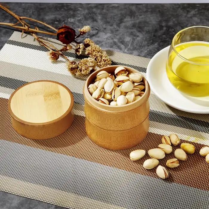 Boîte de stockage de nourriture en bambou naturel pour thé, noix et épices, organisateur écologique pour la cuisine, conteneurs de rangement pour la maison, cadeau de mariage durable