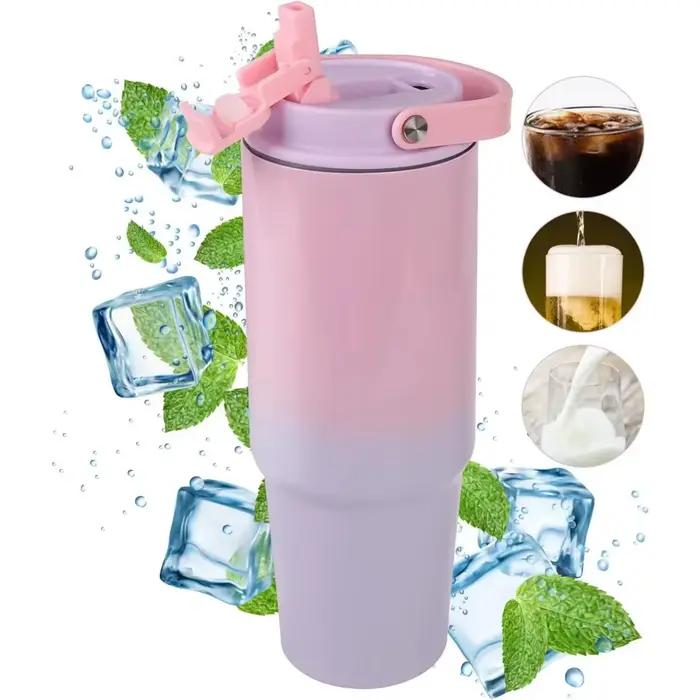 Avec paille Double couche isolation tasse de voyage chaude froide flacon sous vide bouteille d'eau de voiture Thermos