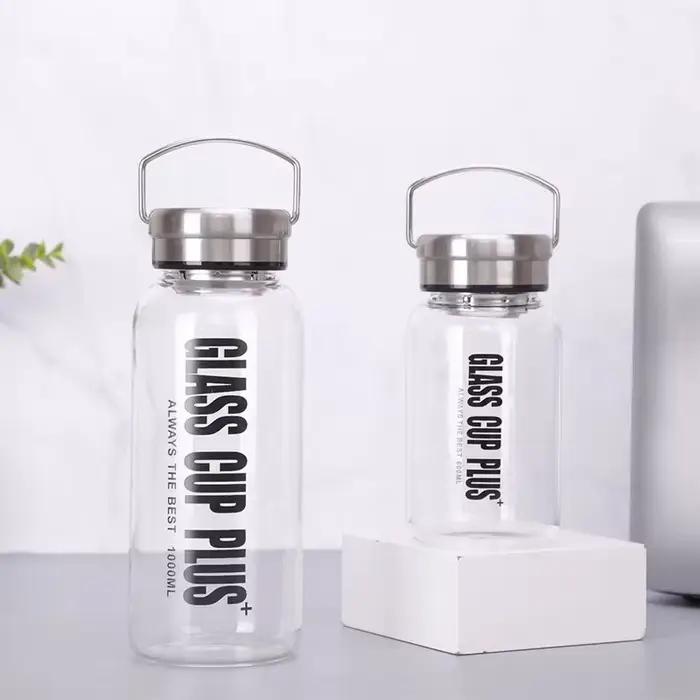 Bouteille d'eau portative d'infuseur de thé en verre de Borosilica de grande capacité de 600/1000/1500/2000ML avec la