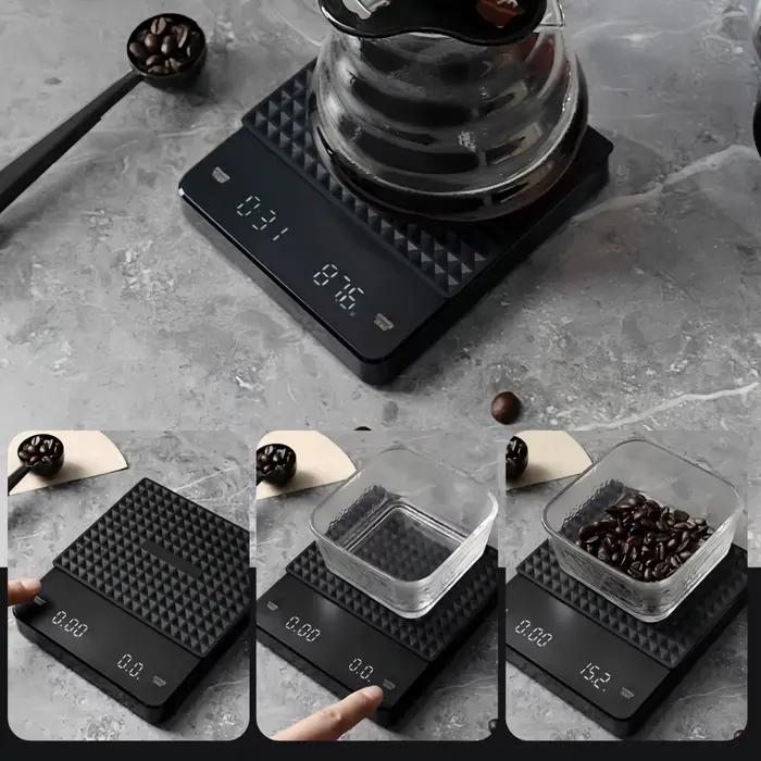 Balance à café électronique 3kg 5kg avec minuterie et accessoires professionnels pour la préparation du café à la maison
