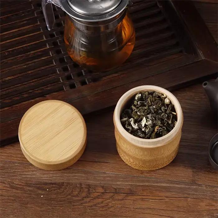 Boîte de stockage de nourriture en bambou naturel pour thé, noix et épices, organisateur écologique pour la cuisine, conteneurs de rangement pour la maison, cadeau de mariage durable