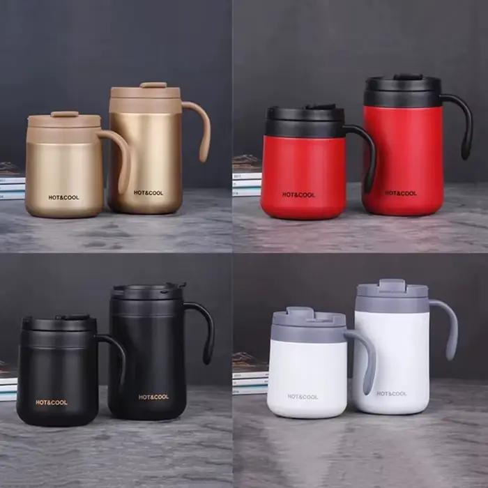 Mug isotherme à double paroi en acier inoxydable avec poignée, tasse à boire isolée 500 ml, pour café chaud toute la journée, design moderne et épuré, idéal pour les cadeaux d'anniversaire ou de Noël