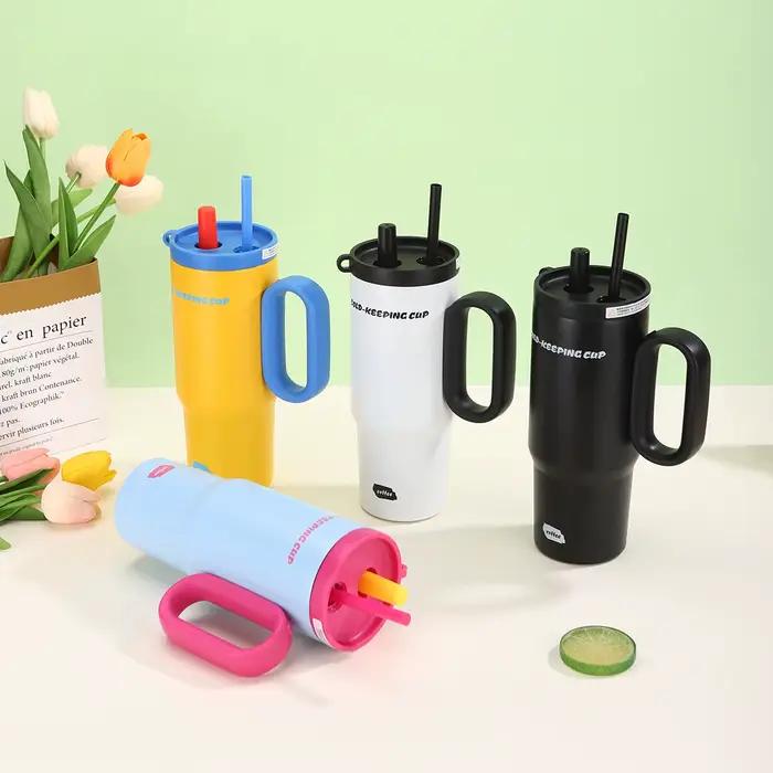 Gobelet isotherme en acier inoxydable avec poignée pour café, grand volume, design élégant et pratique pour le quotidien et les voyages