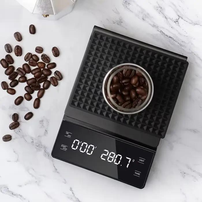 Balance à café numérique 3kg 0,1g avec minuterie et outils de cuisine pour amateurs de café espresso et filtre