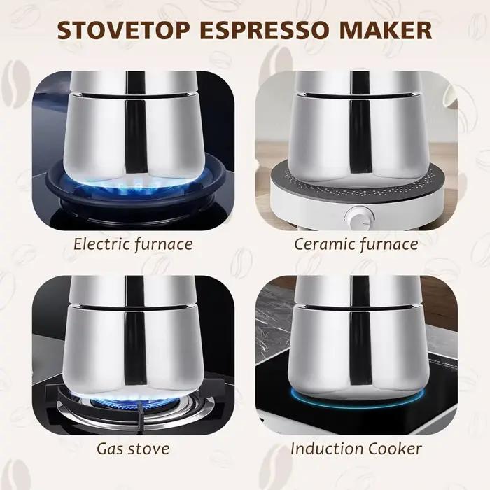 Cafetiere portable en acier inoxydable beige pour expresso latte creation personnalisee usage quotidien et cadeaux speciaux