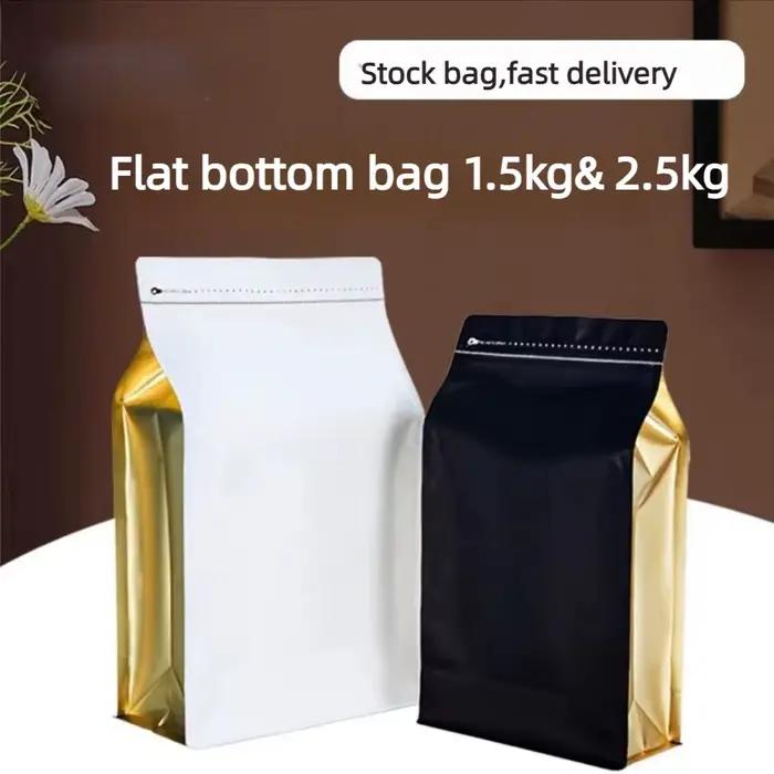 20 pièces étanche à l'humidité réutilisable 3lb 5lb sac de grains de café 1.5kg 2.5kg avec Valve chocolat protéine poudre chien sac de stockage des aliments pour animaux de compagnie