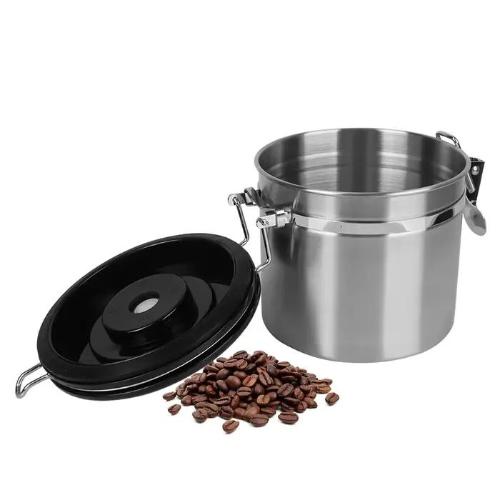 Boîte de rangement pour grains de café en acier inoxydable avec couvercle hermétique pour préserver la fraîcheur et la qualité du café à offrir pour les occasions spéciales