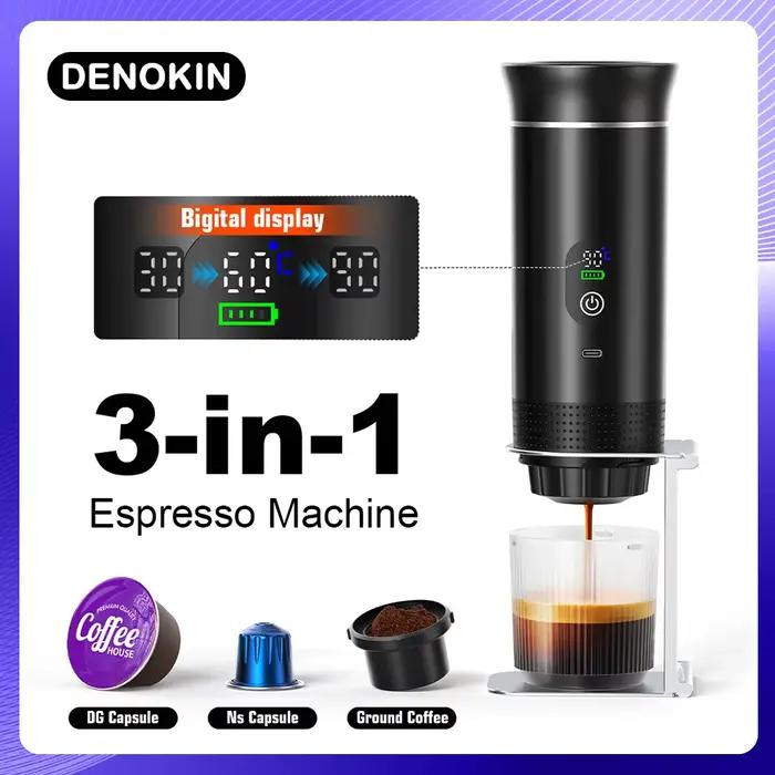 Machine à café expresso portable sans fil DENOKIN pour voiture et camping
