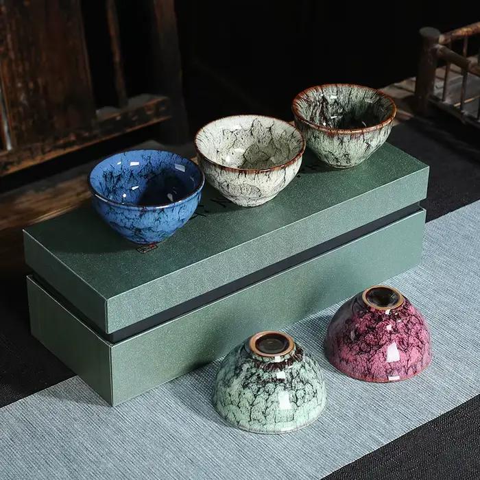 Tasses en céramique traditionnelle pour service à thé Kungfu, tasses à thé glacées, tasse principale Pu'er, accessoires de cuisine pour amateurs de thé