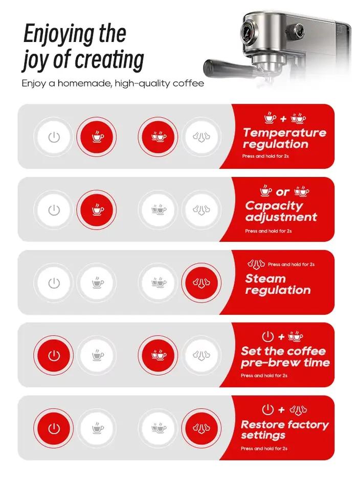 Machine à café espresso HiBREW 20Bar avec réglage de température pour café chaud ou froid pour maison et cuisine occasions spéciales