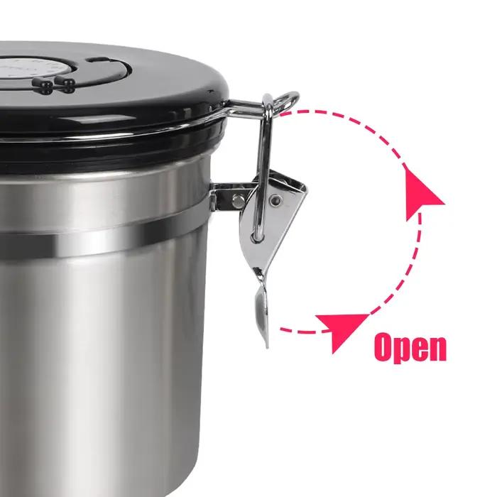 Boîte de rangement pour grains de café en acier inoxydable avec couvercle hermétique pour préserver la fraîcheur et la qualité du café à offrir pour les occasions spéciales
