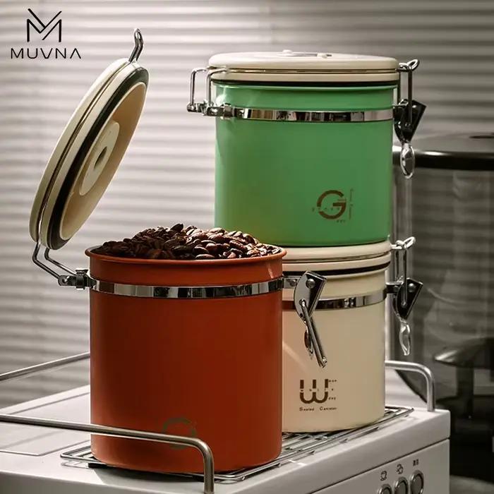 Canister de Stockage de Grains de Café MUVNA Acier Inoxydable Pour Amateurs de Café Occasions Spéciales