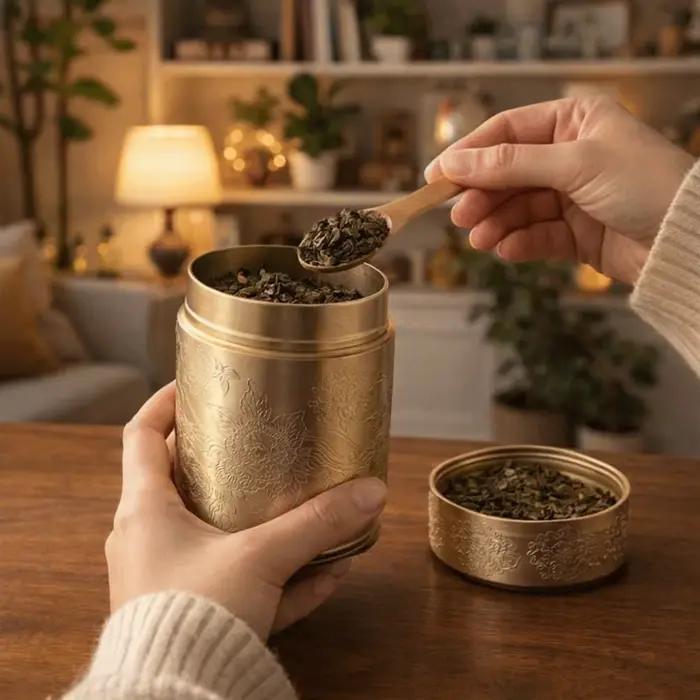 Boîte à thé portable mini épaissie en aluminium