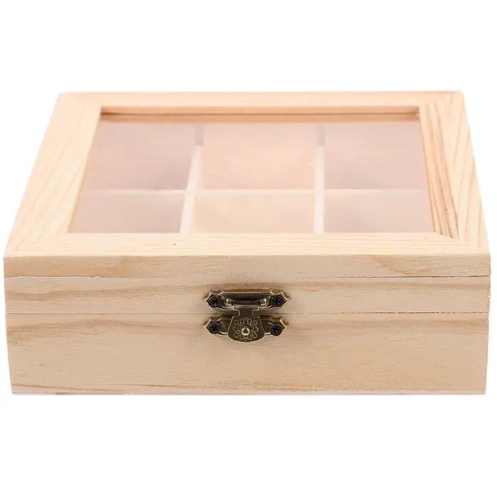 Boîte à thé en bois 9 grilles