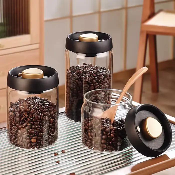 Pot scellé sous vide en verre pour café, thé, épices et denrées sèches occasions de cuisine et cadeaux élégants
