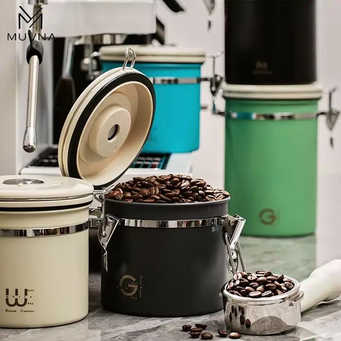 Canister de Stockage de Grains de Café MUVNA Acier Inoxydable Pour Amateurs de Café Occasions Spéciales