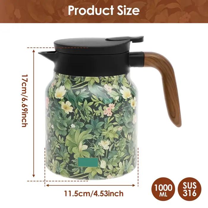 Théière thermique 1L avec infuseur intégré et poignée ergonomique en acier inoxydable pour moments de détente personnelle et cadeaux d'occasion spéciale