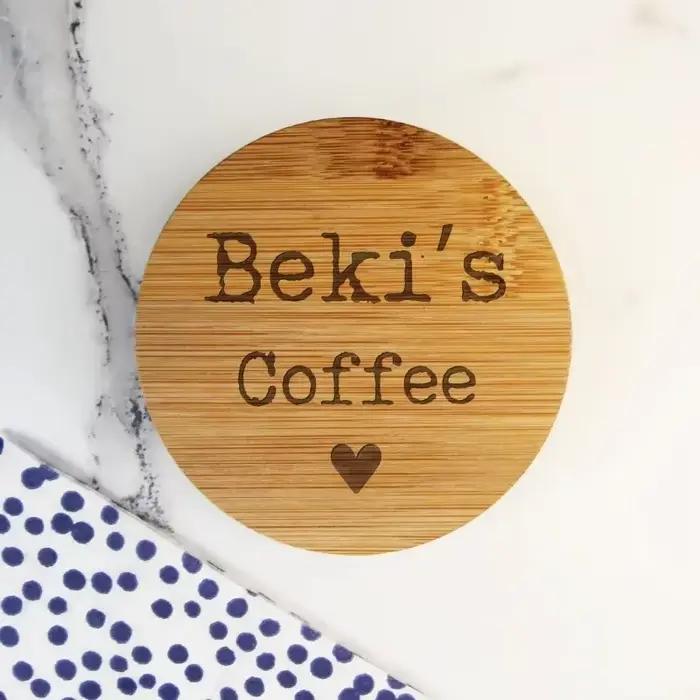Tasse à café en bambou avec logo personnalisé gratuit