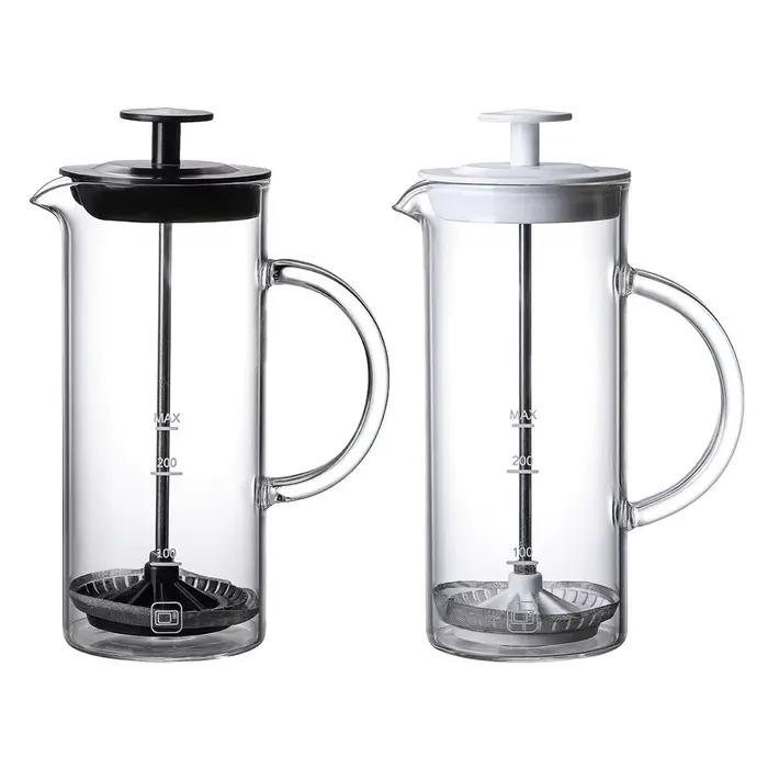 Cafetiere a Pression Francaise en Verre 480ml avec Mousseur a Lait pour Camping Cuisine et Bureau