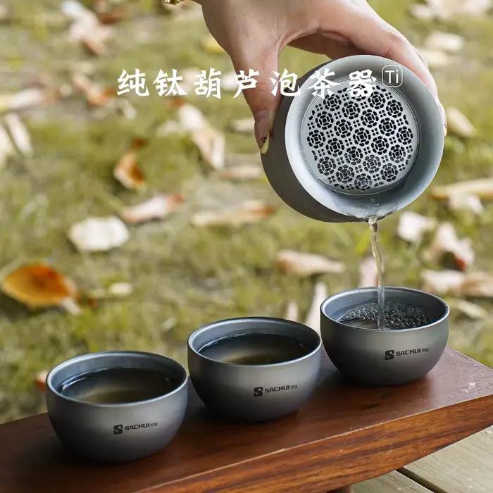 Ensemble de thé en forme de gourde avec infuseur double paroi, ustensiles ergonomiques pour usage domestique et plein air occasions spéciales