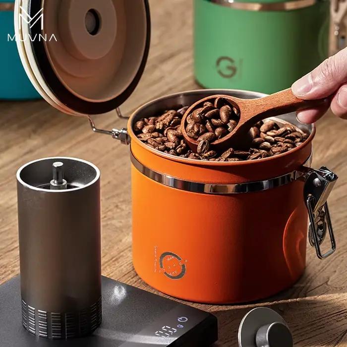 Canister de Stockage de Grains de Café MUVNA Acier Inoxydable Pour Amateurs de Café Occasions Spéciales
