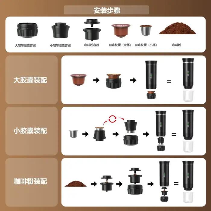 Machine à café portable à capsules extraction automatique chaude froide pompe pression expresso italienne extérieur occasionnels voyage usage domestique