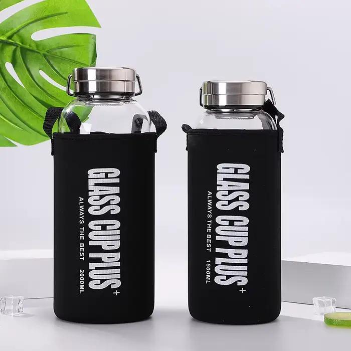 Bouteille d'eau portative d'infuseur de thé en verre de Borosilica de grande capacité de 600/1000/1500/2000ML avec la