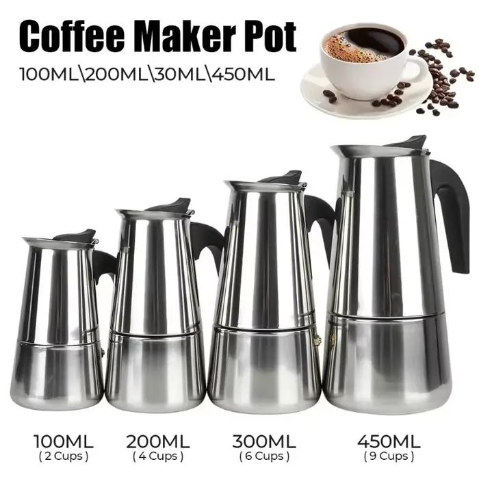 Cafetiere moka acier inoxydable couleur beige bleu brun chocolat noir pour preparation espresso latte occasionnellement a la maison