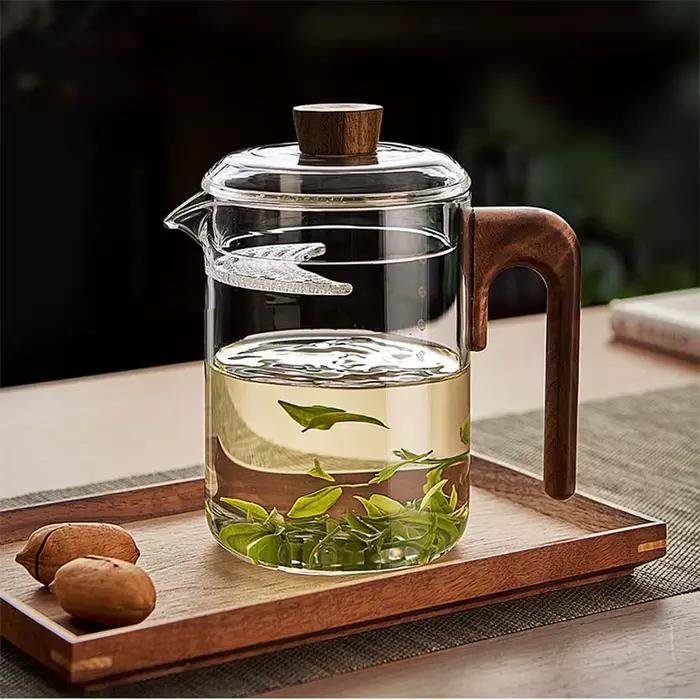 Théière en verre de thé vert résistant à la chaleur avec croissant