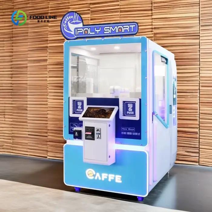 Machine à café robotisée pour hôtels et cafés distributeur automatique boissons chaudes et froides avec fonction de nettoyage automatique et personnalisation graphique