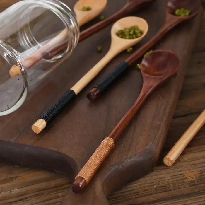 Cuillère à thé en bois cuillères à café longues petit ensemble