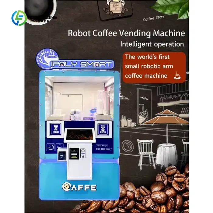 Machine à café robotisée pour hôtels et cafés distributeur automatique boissons chaudes et froides avec fonction de nettoyage automatique et personnalisation graphique