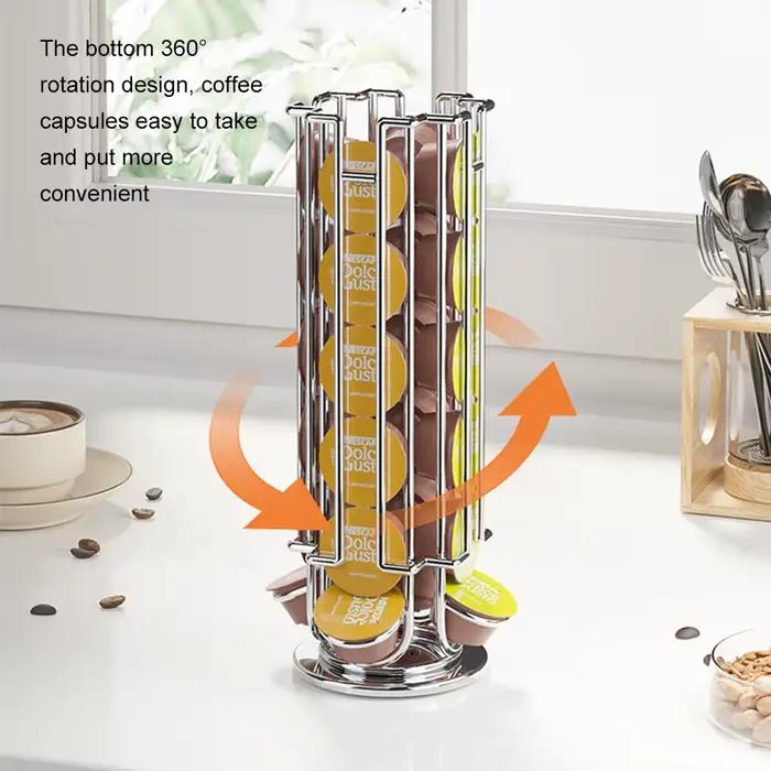 2025 Dolce Gusto Pod Holder Stand Rack Display 360 ° capsules de café rotatives plaquées supports métalliques noirs