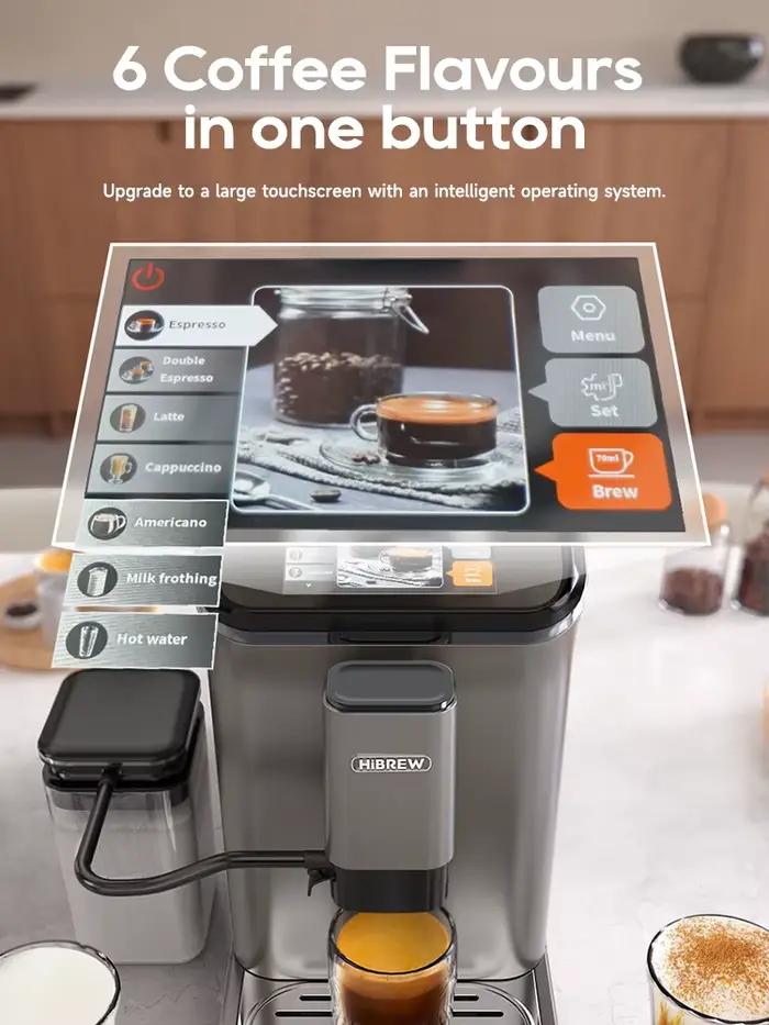 Machine à café Hiinvasive W-Machine avec système de lait et six variétés de café pour un café expresso, cappuccino et plus encore à domicile
