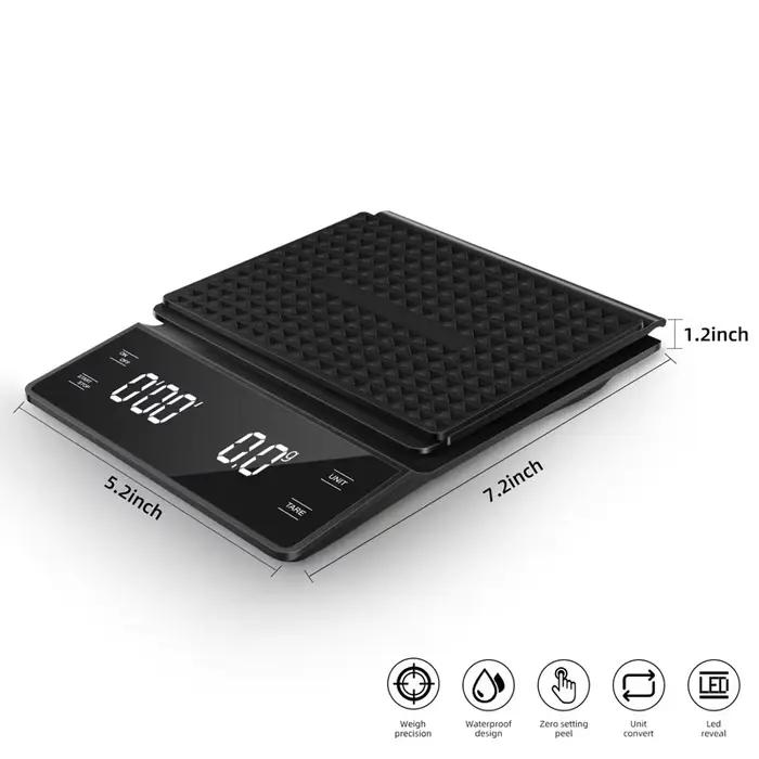 Balance Numérique Multifonction 3kg/0.1g avec Minuterie pour Amateurs de Café Occasions Spéciales