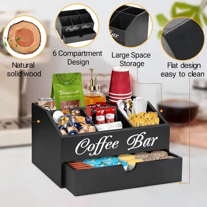 Boîte de rangement en bois pour sachets de café